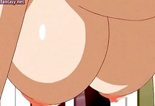 Anime with huge boobs gets cumshot