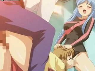 Hot anime chicks rubbing their tits