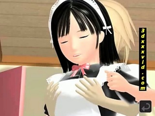 3D Hentai Maid Licking A Hard Penis