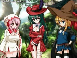 Three innocent anime schoolgirls suck part2