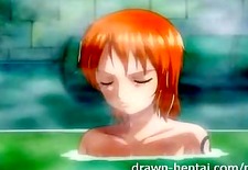 One Piece Hentai - Nami in extended bath scene