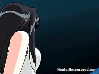 Cheering hentai seductress masturbates her wet cooze and gives blow job