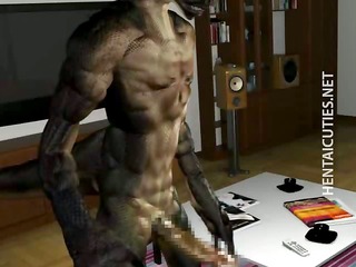 3D hentai stunner gives BJ to an alien