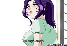 Horny busty anime milf gets licked her wetpus