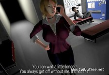Busty 3D secretary sucking cock at the office