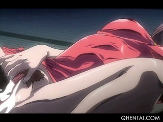 Seductive hentai geisha filling her fuck holes with dildos