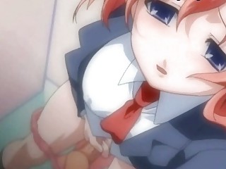 Anime redhead shemale masturbating her cock