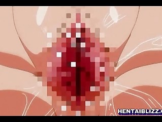 Busty hentai girls gets squeezed her bigtits and gangbanged