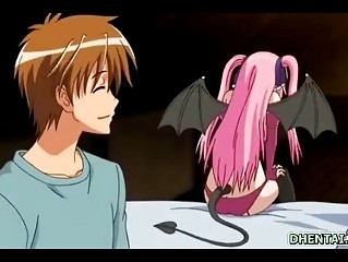 Bat hentai girl with huge boobs gets tittyfucked and cumshot