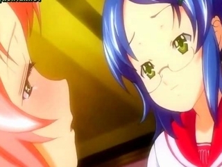 Teen anime lesbians masturbating with a dildo